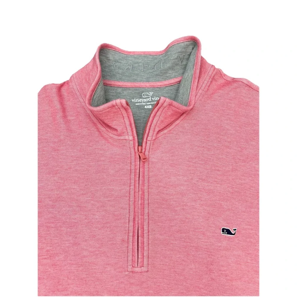 Vineyard Vines Saltwater 1/4 Zip Pullover Mens 4XB Sailor Red Pima Cotton Whale